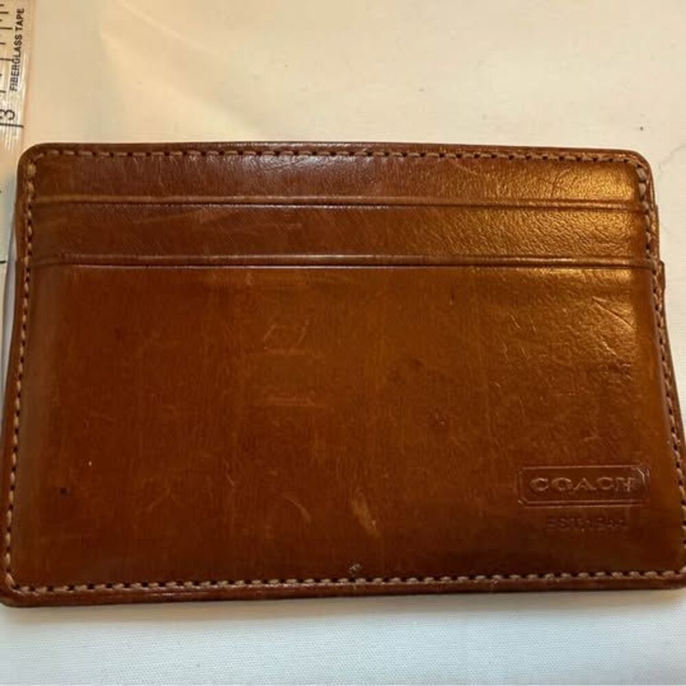 Vintage Coach Heritage Leather Flat Card Case Wallet – Saddle Brown